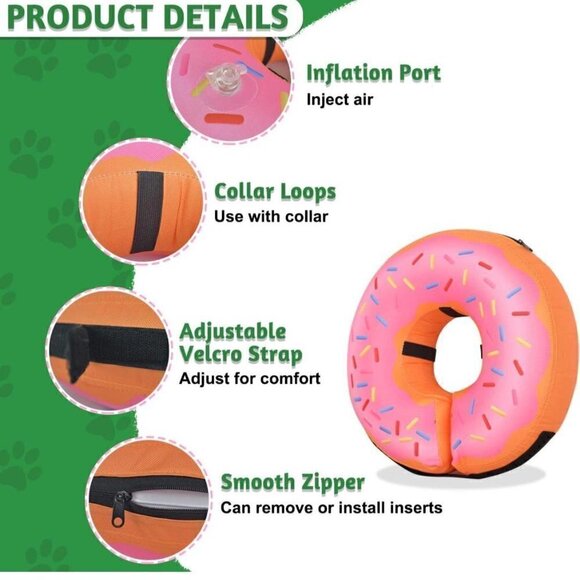 Inflatable Dog Cone Alternative After Surgery Soft Dog Collar Large Medium Dogs - Picture 3 of 8